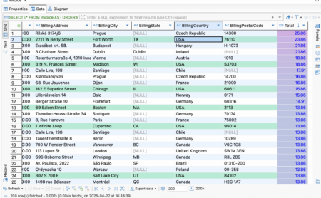 Data Editor spreadsheet view with editable relational table rows